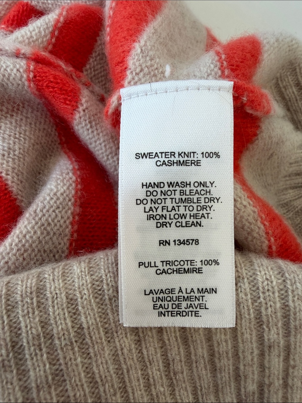 VINEYARD VINES cashmere striped polo sweater size M tan orange stripes soft - Picture 4 of 4